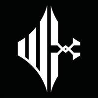wx logo monogram met diamant vorm ontwerp sjabloon vector