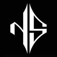 NS logo monogram met diamant vorm ontwerp sjabloon vector