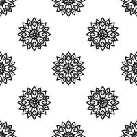 mandala kunst ontwerpen zwart en wit naadloos patroon. kan worden gebruikt voor behang, patroon vult, kleur boeken, en Pagina's voor kinderen en volwassenen. vector