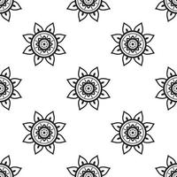 mandala zwart en wit naadloos patroon. monochroom retro achtergrond geïnspireerd door traditioneel kunst vector