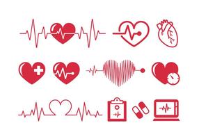 Heartbeats Cardiogram Vector Pictogrammen
