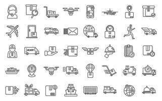 snel Verzending pictogrammen reeks schets vector. bedrijf lading vector
