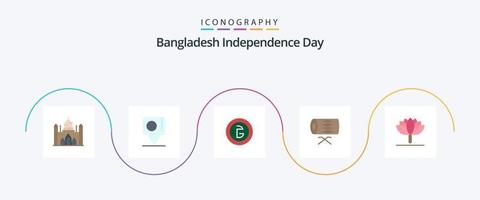 Bangladesh onafhankelijkheid dag vlak 5 icoon pak inclusief st. Iers. bangladesh. instrument. geld vector
