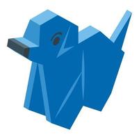origami blauw hond icoon isometrische vector. papier dier vector