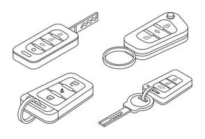 auto alarm systeem pictogrammen reeks vector schets