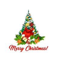 vrolijk Kerstmis boom decoraties cadeaus vector icoon
