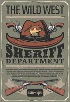 Amerikaans wild west sheriff hoed, geweer vector