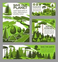 opslaan planeet ecologie groen project vector posters