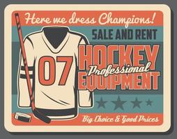 hockey opleiding uniform en uitrusting huur poster vector