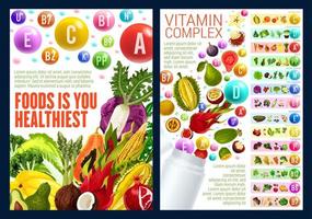 fruit en groenten, vitamine complex vector