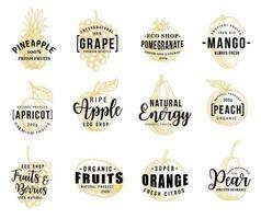 fruit en BES belettering pictogrammen vector