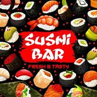 sushi bar poster met Japans keuken van zeevruchten vector