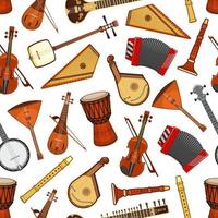 musical instrumenten van volk muziek- naadloos patroon vector