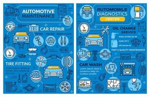 auto onderhoud auto reparatie en voertuig diagnostiek vector