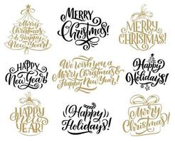 kerstmis, nieuw jaar vakantie belettering citaten vector