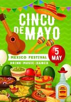 Mexicaans feest cinco de mayo partij voedsel en drankjes vector