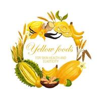 kleur eetpatroon, geel voedsel voeding fruit, specerijen vector
