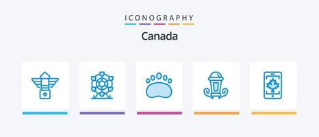 Canada blauw 5 icoon pak inclusief mobiel. lamp. kenteken. nacht. zoölogie. creatief pictogrammen ontwerp vector