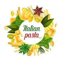 Italiaans pasta poster met kruiden, vector