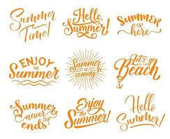 Hallo zomer belettering voor seizoen vakantie ontwerp vector