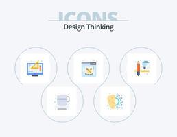 ontwerp denken vlak icoon pak 5 icoon ontwerp. creatief. software. creatief. ontwerp werk. denken vector