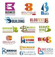 bedrijf bedrijf en merk identiteit brief b vector