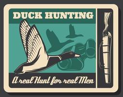 jacht- poster met eend en jachtgeweer vector
