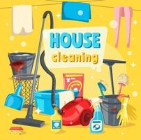 huis schoonmaak gereedschap en benodigdheden vector