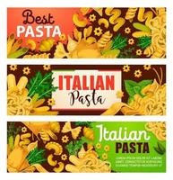 Italiaans pasta, gebakje voedsel en groen vector