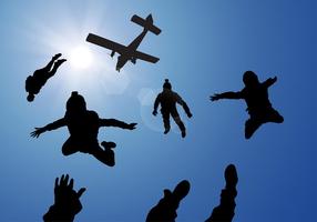 Skydiving Silhouet Gratis Vector