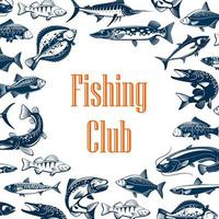 visvangst sport club poster met vis vector
