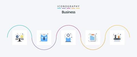 bedrijf vlak 5 icoon pak inclusief netwerken. capaciteiten. ontwikkeling. werk. document vector