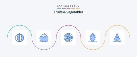 fruit en groenten blauw 5 icoon pak inclusief voedsel. citroen. tomaat. citrus. gorki vector