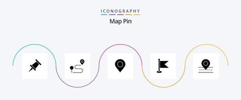 kaart pin glyph 5 icoon pak inclusief . manier. pin. plaats. wereld vector