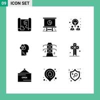 reeks van 9 modern ui pictogrammen symbolen tekens voor elektriciteit intelligent presentatie menselijk vennootschap bewerkbare vector ontwerp elementen