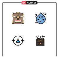 reeks van 4 modern ui pictogrammen symbolen tekens voor zak beheer hotel water gereedschap bewerkbare vector ontwerp elementen