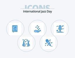 Internationale jazz- dag blauw icoon pak 5 icoon ontwerp. . muziek. vuist. microfoon. rots en rollen vector