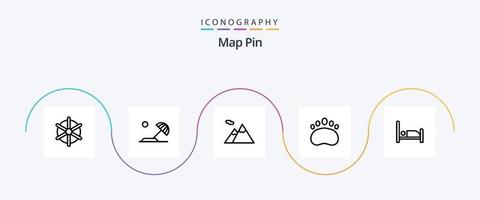 kaart pin lijn 5 icoon pak inclusief . bed. camping. ziekenhuis. koppelingen vector