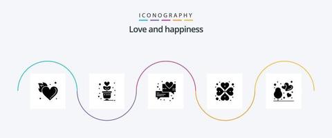 liefde glyph 5 icoon pak inclusief buitenshuis. rozenknop. romantiek. roos. hart vector
