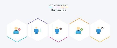 menselijk 25 vlak icoon pak inclusief lichaam. gebruiker. avatar. De volgende. menselijk vector