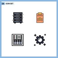 voorraad vector icoon pak van 4 lijn tekens en symbolen voor gegevens versterker opslagruimte bedrijf Open volume bewerkbare vector ontwerp elementen