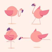 schattig illustratie van flamingo en welpen. flamingo gemakkelijk uitdrukking. vlak vector illustratie