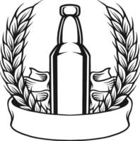 wijnoogst fles bier insigne monochroom vector illustraties voor uw werk logo, mascotte handelswaar t-shirt, stickers en etiket ontwerpen, poster, groet kaarten reclame bedrijf bedrijf of merken.