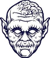 zombie uit hersenen schets vector illustraties voor uw werk logo, mascotte handelswaar t-shirt, stickers en etiket ontwerpen, poster, groet kaarten reclame bedrijf bedrijf of merken.