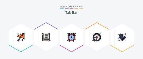 tab bar 25 gevulde lijn icoon pak inclusief . . stopwatch. oplossing. complex vector