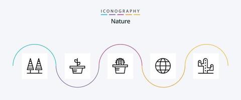 natuur lijn 5 icoon pak inclusief . cactus. fabriek. natuur. milieu vector