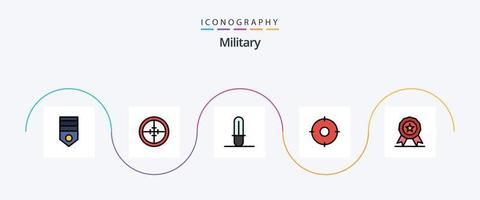 leger lijn gevulde vlak 5 icoon pak inclusief prijs. positie. soldaat. leger. wapen vector