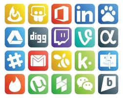 20 sociaal media icoon pak inclusief vinder zwerm Liaan mail Gmail vector