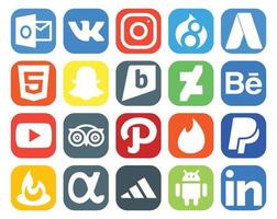 20 sociaal media icoon pak inclusief voerbrander Tondel afwijkend pad tripadvisor vector