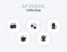 koffie winkel glyph icoon pak 5 icoon ontwerp. koffie. lichten. beker. lampen. cafe vector